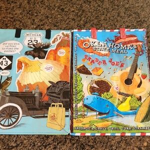 Trader Joe's Reusables Grocery Bags.  Set Of 2 State Bags.   Michigan & Oklahoma